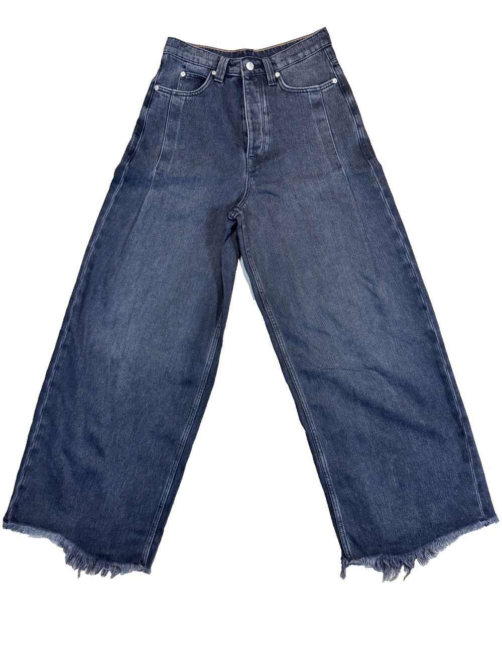 NWOT Factory Unlabeled Free People Black Denim Jeans with Raw Hem, Waist 30